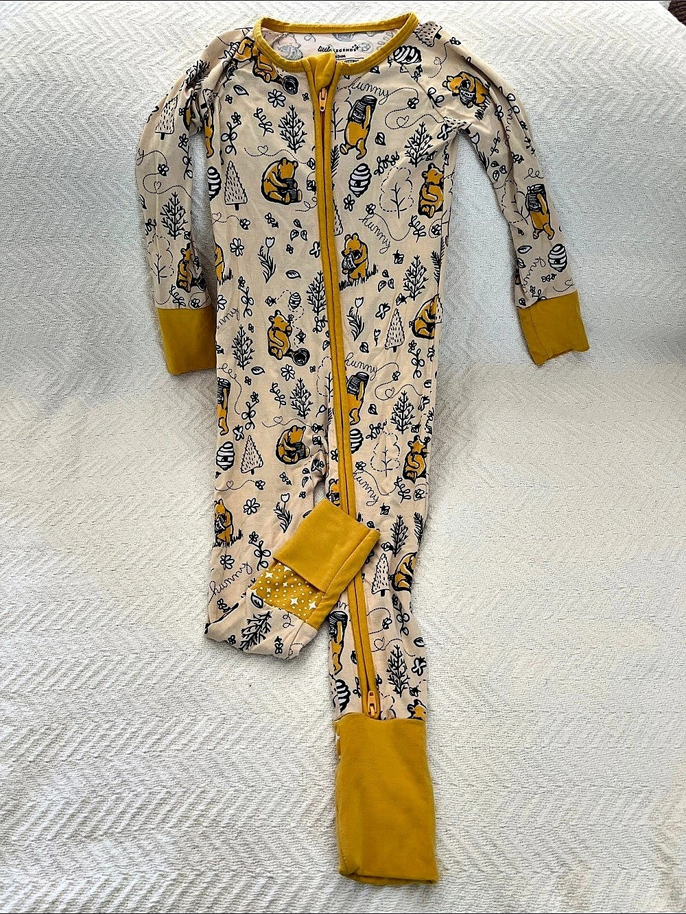 Little Legends Silly Old Bear Zip Sleeper Zip Footie in Gray & Yellow Baby